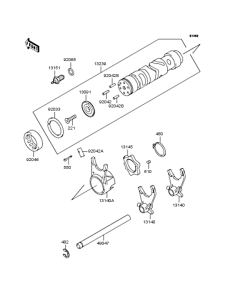 ZR750 Gear change drum & forks