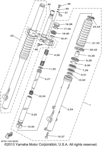 TTR225P Передняя вилка