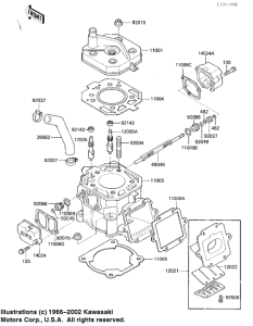 KX125 Cylinder head / cylinder / reed valve