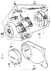 CT70 Left crankcase cover + alternator