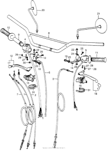 XL350 Handlebar + handle lever