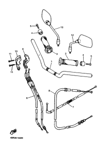 XJ600S Steering handle . cable
