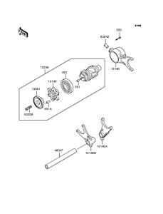 VN1500 Gear change drum & forks