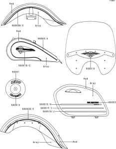 VN1500 Decals(red / gray)