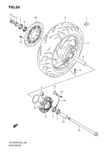 VZ1500 Rear wheel complete assy