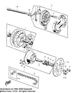 KV100 Rear hub / brake / chain