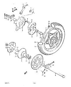 GS425 Rear wheel complete assy