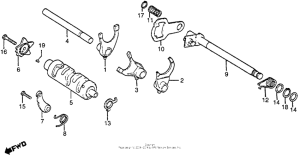 CB125S Gearshift drum + gearshift spindle