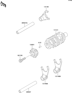 KLX300R Валы и вилки переключения передач
