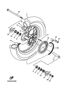 XT250 XT250Z Rear wheel complete assy