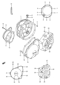GSX600 Crankcase cover ass`y  (v