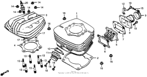 CR250R Cylinder head + cylinder + reed valve 80