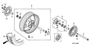 XL125V Rear wheel complete assy