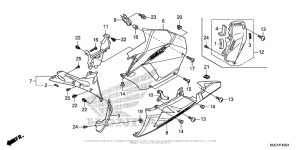 CBR600RR (ABS) Middle Cowl + Lower Cowl (L.)