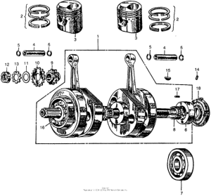 CA77 Коленчатый вал и поршни