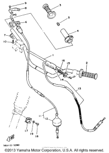 YZ490N Steering handle-cable