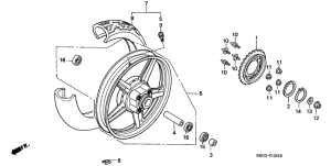 CB250 Rear wheel complete assy