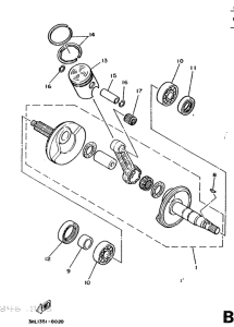 DT50R Коленчатый вал и поршни