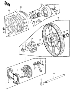 KZ250 Rear wheel / hub / brake / belt