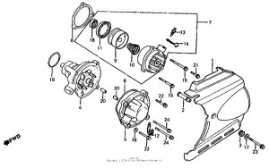 VF700S Left crankcase cover + water pump