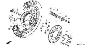 XR200R Rear wheel complete assy