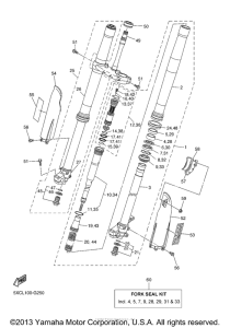 YZ250FXL Передняя вилка