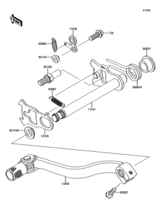 KX100 ギヤチェンジメカニズム
