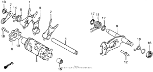 XL350R Shift drum + shift fork
