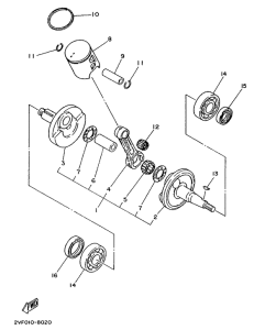 YZ80B Коленчатый вал и поршни
