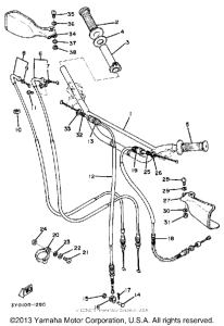TT250J Steering handle - cable