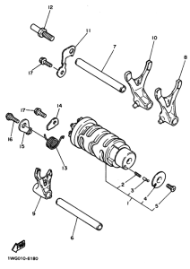 FZR600 FZR600A Shift cam & fork