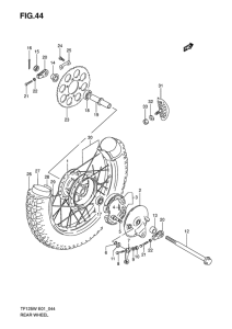 TF125 Rear wheel complete assy