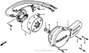 CR80R Left crankcase cover + alternator 83