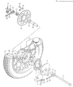TS125 Rear wheel complete assy