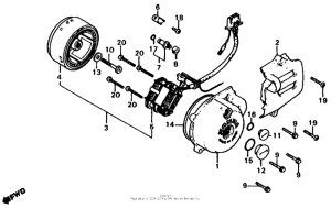 XL185 Left crankcase cover + alternator
