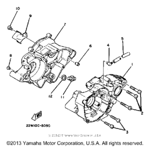 YZ80K Картер двигателя
