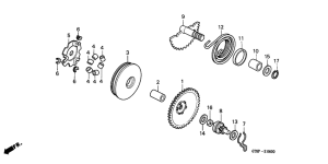 PK50S Drive face  /  kick starter spindle