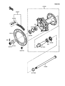 KMX125 Заднее колесо и цепь