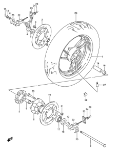 GSX600 Rear wheel complete assy