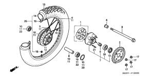 CMX250C Rear wheel complete assy