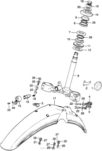 XL250 Front fender + steering stem