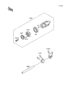 VN1500 Валы и вилки переключения передач