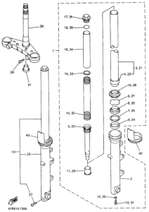 FZ400 Front fork assy(ur silv