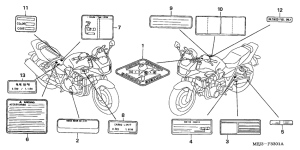 CB1300S (ABS) Лейбл предостережения