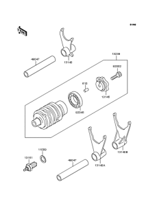 ZX400 Gear change drum & forks