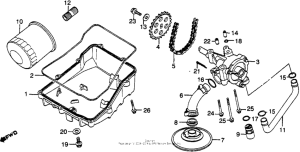 VF750F Oil filter + oil pan + oil pump