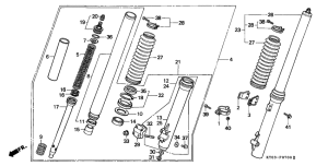 XR200R Вилка передней оси