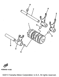 YZ80H1 Shift cam - shift fork