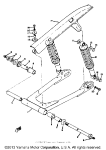 RD350 Swing arm rear shocks chain case