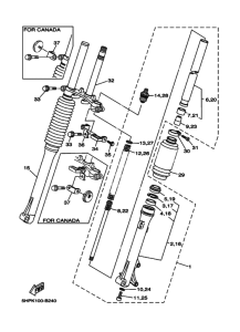 TTR125E Вилка передней оси